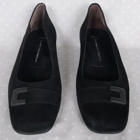 1803 | Shoes | 83 Black Suede Square Toe Low Heel Flats  display picture 1